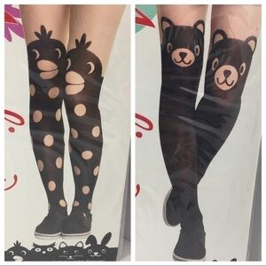 𝅺angelina Animal Faux Thigh Hi Pantyhose Bird Bear